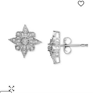 Diamond Cluster Stud Earrings (1/10 ct. t.w.) in Sterling Silver, Created for Ma